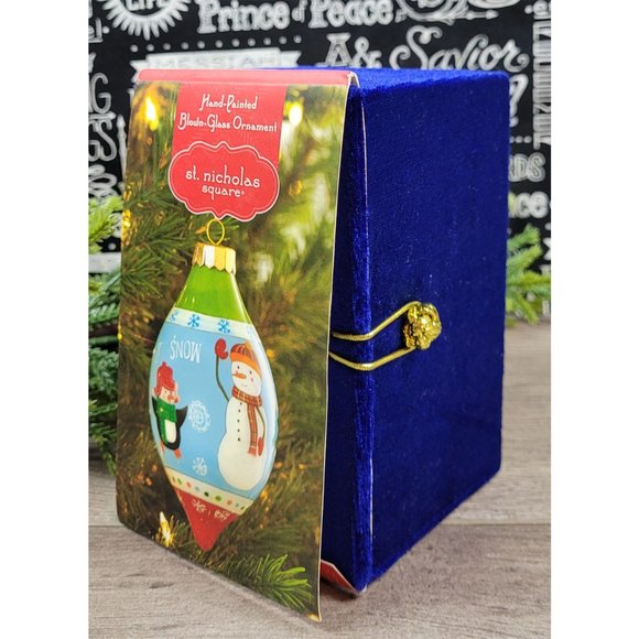 St Nicholas Square Hand Painted Blown Glass Penguin Christmas Ornament - Picture 6 of 12